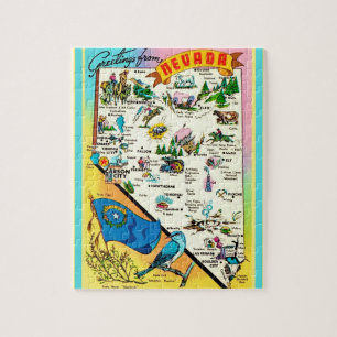 Quebra-cabeça do Mapa do Cartão Postal de Nevada