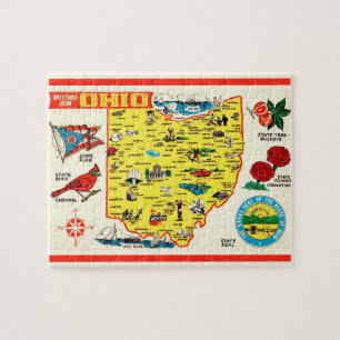 Quebra-cabeça do Mapa do Cartão Postal de Ohio