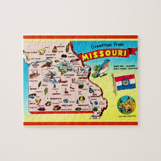 Quebra-cabeça do Mapa do Missouri em Postcard 8x10 (Horizontal)