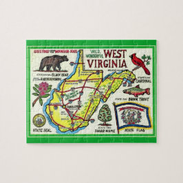 Quebra-cabeça do Mapa do West Virginia Vintage