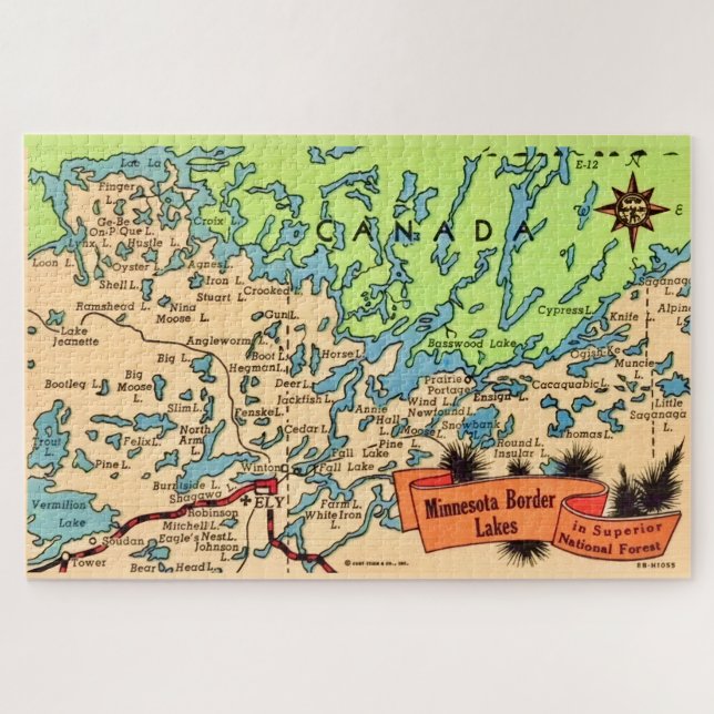 Quebra-cabeça do Mapa dos Lagos de Minnesota 20x30 (Horizontal)
