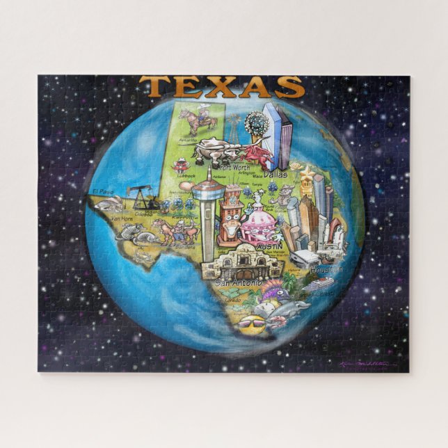 Quebra-cabeça do mapa mundial do Texas (Horizontal)