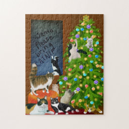 Quebra-cabeça do Natal da família de gato