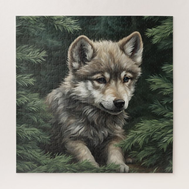 Quebra-cabeça do North Woods Wolf Cub (Vertical)