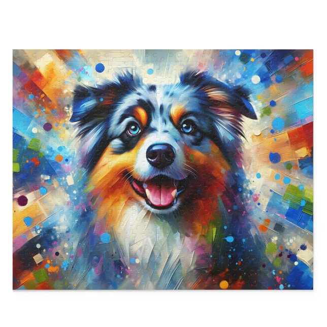Quebra-cabeça do Pastor Australiano: Cão Aussie Bl (Australian Shepherd Puzzle: Blue Merle Aussie Jigsaw)