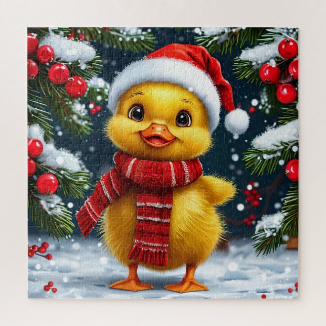 Quebra-cabeça do Pato de Natal para Crianças e Div (Vertical)