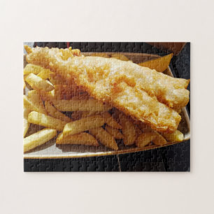 Quebra-cabeça do peixe com batatas fritas