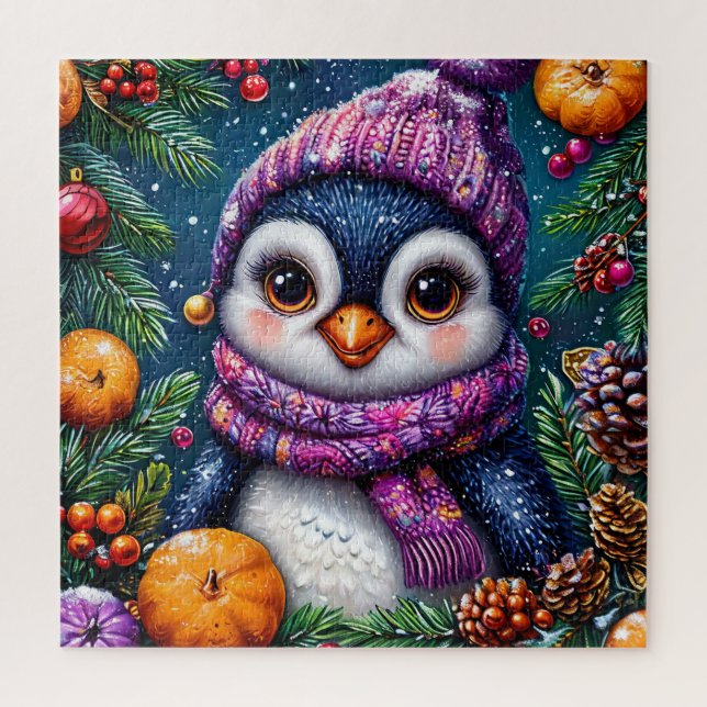 Quebra-cabeça do Pinguim de Inverno para Crianças  (Vertical)