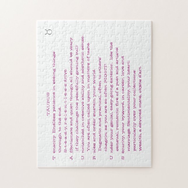 Quebra-cabeça do poema do TAURUS (Vertical)