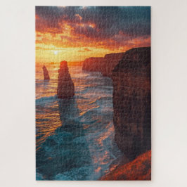 Quebra-cabeça do Pôr do Sol na Falésia Costeira