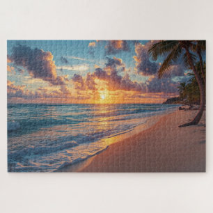 Quebra-cabeça do Pôr do Sol na Praia Tropical