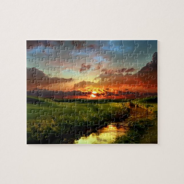 Quebra-Cabeça do Pôr do Sol no Campo (Horizontal)