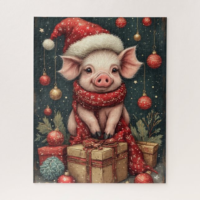 Quebra-cabeça do Porco da Festa de Natal (Vertical)