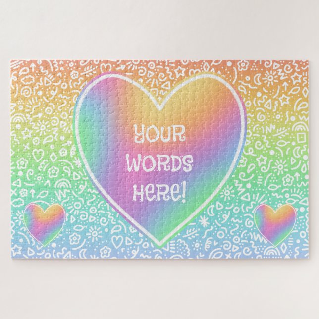 Quebra-cabeça do Rainbow Hearts & Doodles (Horizontal)