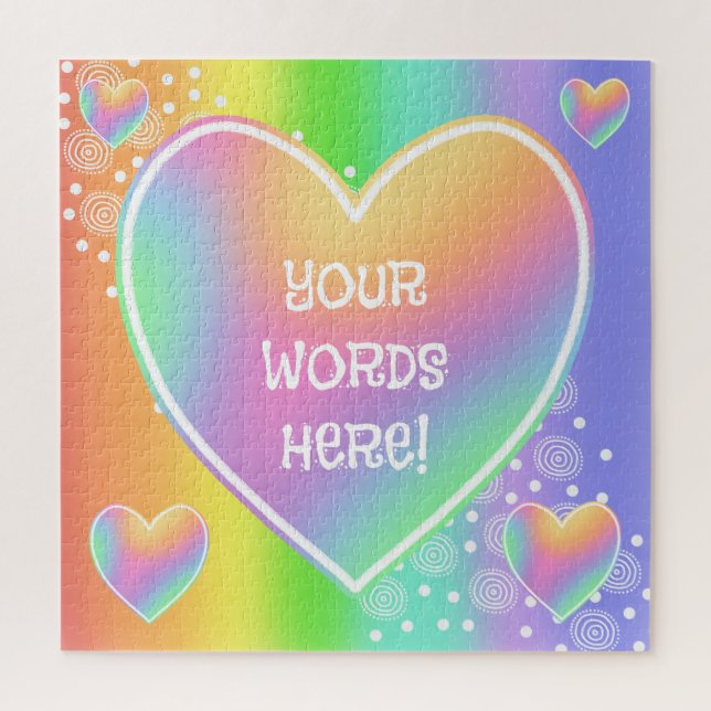 Quebra-cabeça do Rainbows e Corações Personalizado (Vertical)