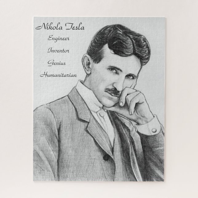 Quebra-cabeça do retrato de Nikola Tesla 520 (Vertical)