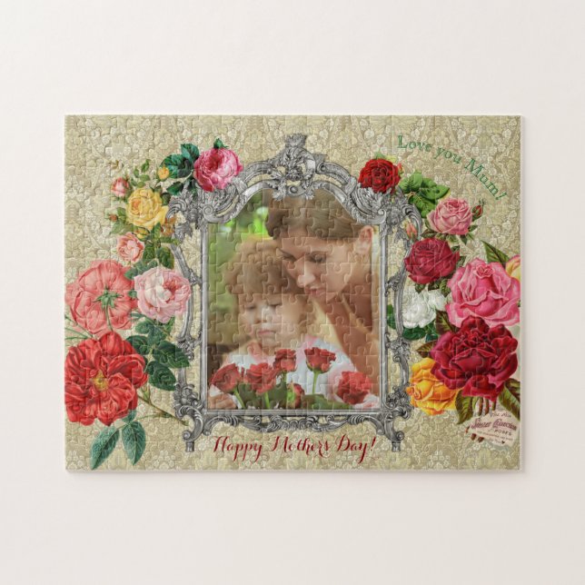 Quebra-cabeça Do rico doce dos rosas do dia das mães quadro (Horizontal)