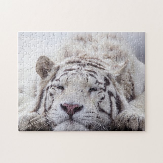 QUEBRA-CABEÇA DO TIGER BRANCO JIGSAW (Horizontal)
