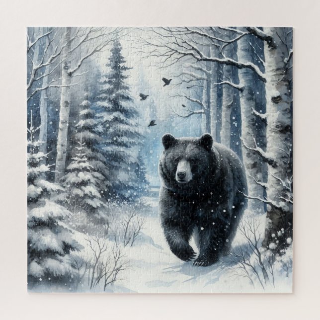 Quebra-cabeça do Urso Negro de Inverno (Vertical)