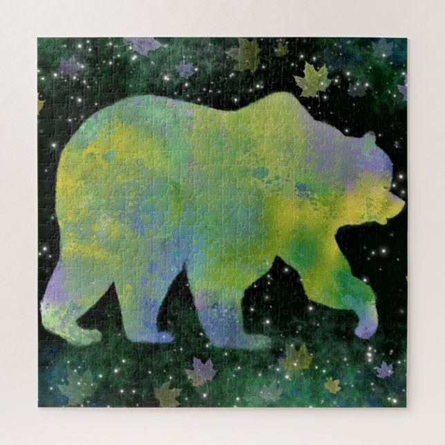 Quebra-cabeça do Urso Noturno de Jigser- Pintura (Vertical)