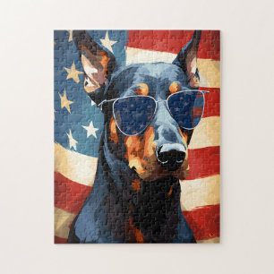 Quebra-cabeça Doberman 4° dia da Independência de julho