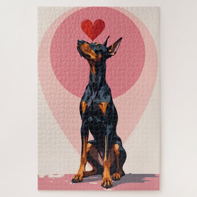 Quebra-cabeça Doberman Balancing Perfect Heart Vector Valentine (Vertical)