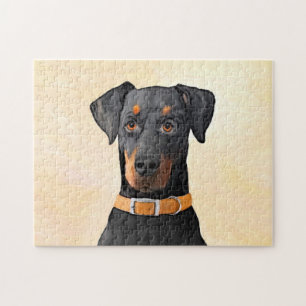 Quebra-cabeça Doberman Pinscher Pintura Original Descortada