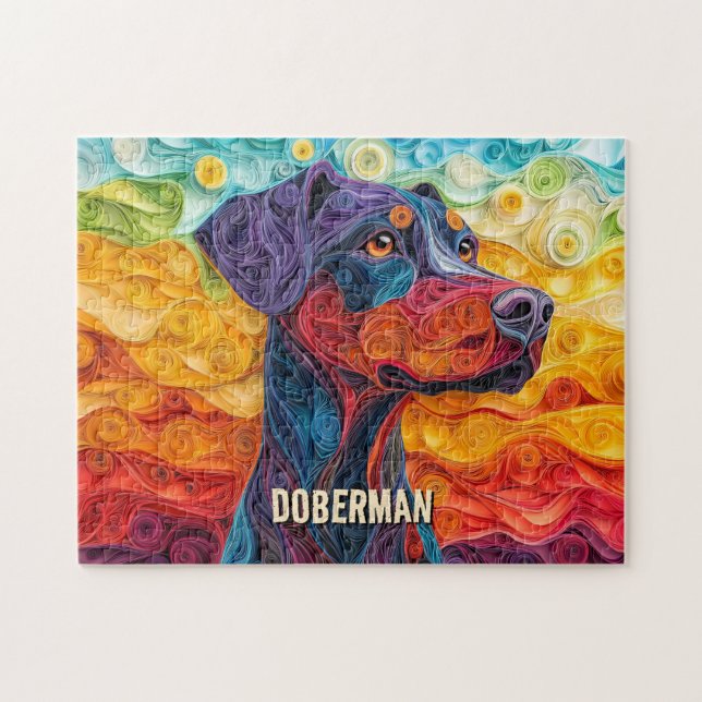 Quebra-cabeça Doberman Quilling Art Dog Portrait (Horizontal)