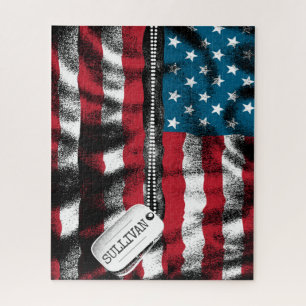 Quebra-cabeça Dog tags de Soldados Militares Personalizados, Ban