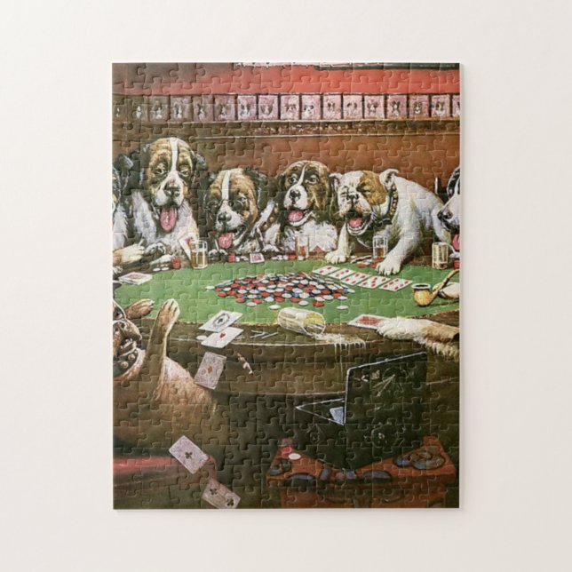 Quebra-cabeça Dogs Playing Poker Sympathy - Cassius Coolidge (Vertical)