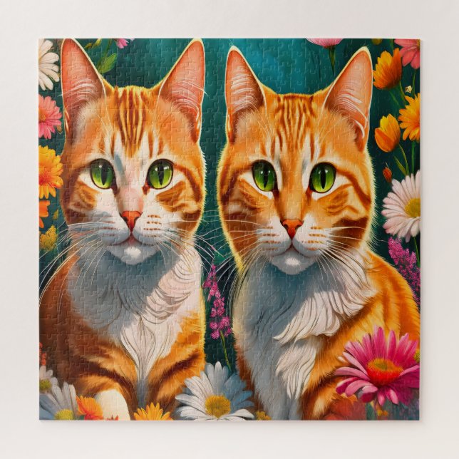 Quebra-cabeça Dois adoráveis gatos malhados ruivos (Vertical)