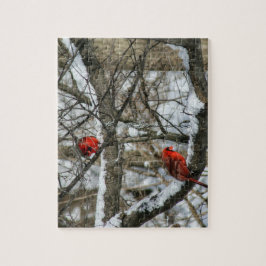 Quebra-cabeça Dois Cardinais Snowy