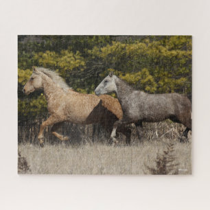 Quebra-cabeça Dois Cavalos De Bashkir Curly Correndo Juntos