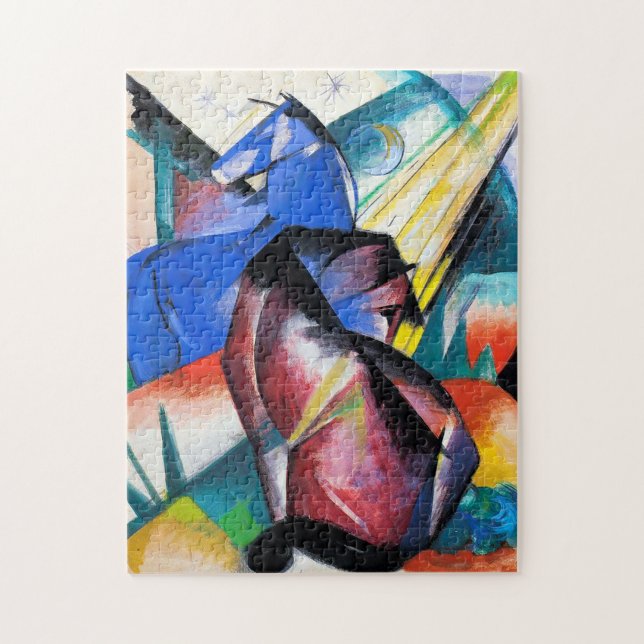 Quebra-cabeça Dois cavalos vermelhos e azuis de Franz Marc (Vertical)