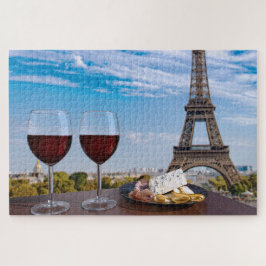 Quebra-cabeça Dois copos de vinho no café em Paris