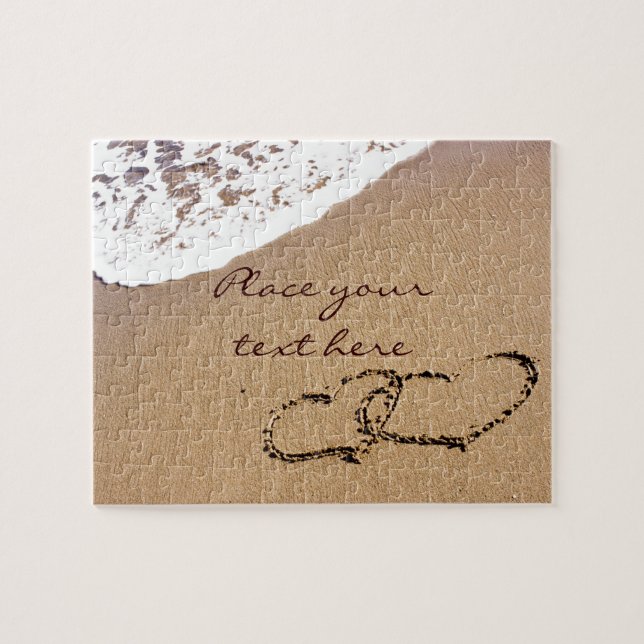 Quebra-cabeça Dois Corações Na Areia (Horizontal)