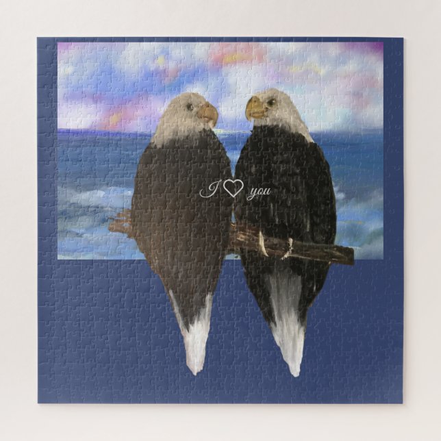 Quebra-cabeça Dois Eagles e Modelo de Texto Personalizado (Vertical)