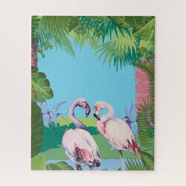 Quebra-cabeça Dois Flamingos em uma configuração tropical person (Vertical)