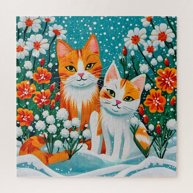 Quebra-cabeça Dois gatos alegres (Vertical)