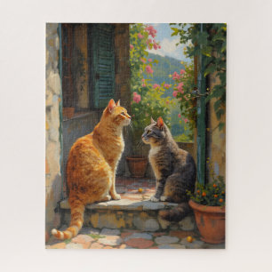 Quebra-cabeça Dois gatos nos degraus
