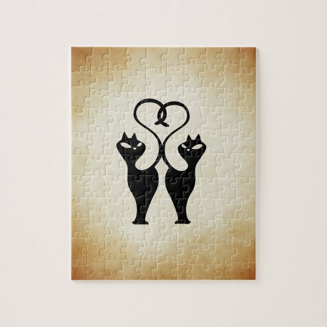 Quebra-cabeça Dois Gatos Silhouette (Vertical)