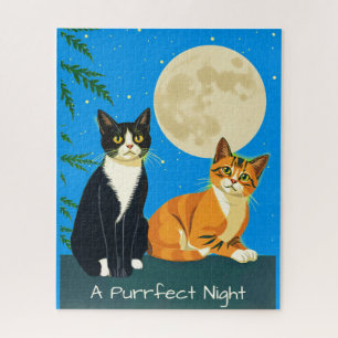 Quebra-cabeça Dois Gatos Sob A Lua Completa