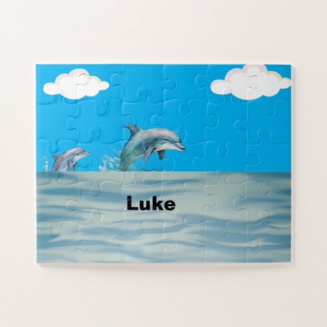 Quebra-cabeça Dois golfinhos tocando (Horizontal)