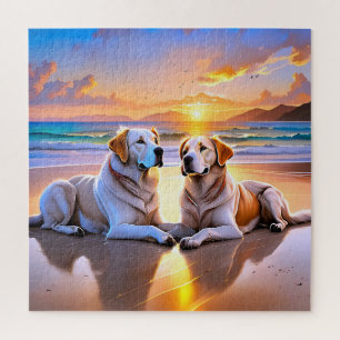 Quebra-cabeça Dois Labrador Retrievers na praia