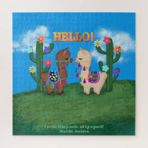 Quebra-cabeça Dois Llamas Cutes   Você Personaliza Crianças