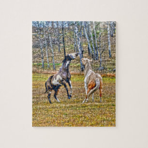 Quebra-cabeça Dois Pinto Pintor Cavalos de Equina Design