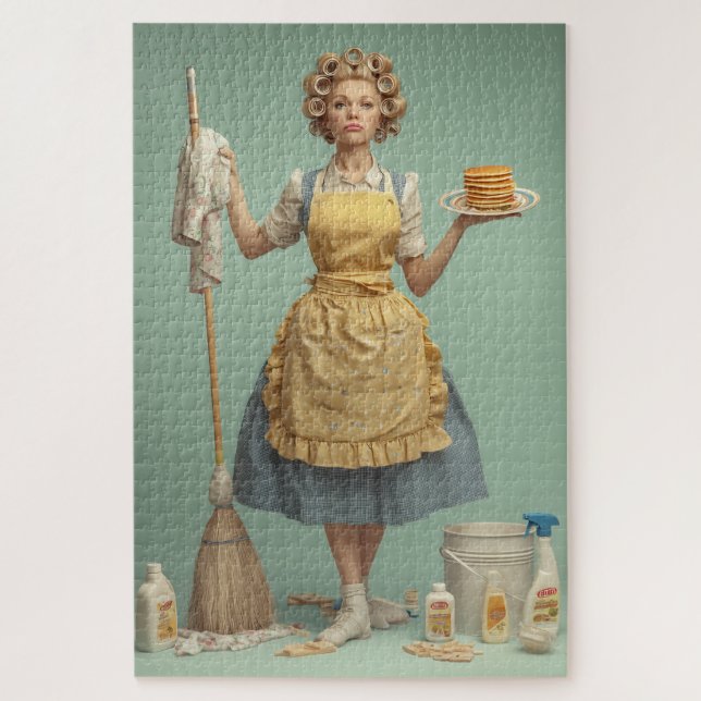 Quebra-cabeça Dona de Casa Retrô com Panquecas (Vertical)