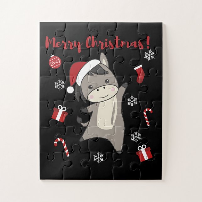 Quebra-cabeça Donkey Christmas Donkeys Animais de inverno (Vertical)
