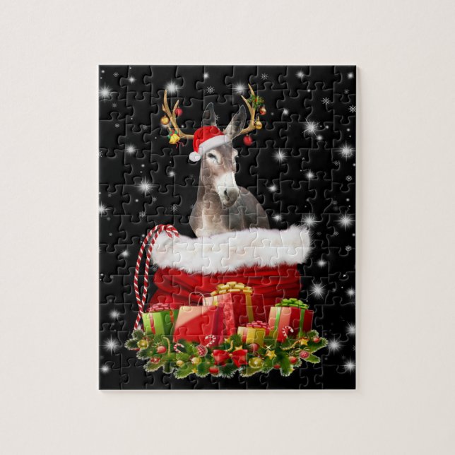Quebra-cabeça Donkey Lover Gift | Feliz Donkey Feliz Natal (Vertical)