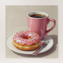 Quebra-cabeça Donut com Glacê Rosa e Café